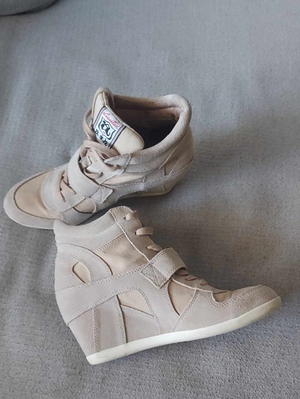 ASH Women's Suede Beige Wedge Casual Sneaker/Boots Sz-40